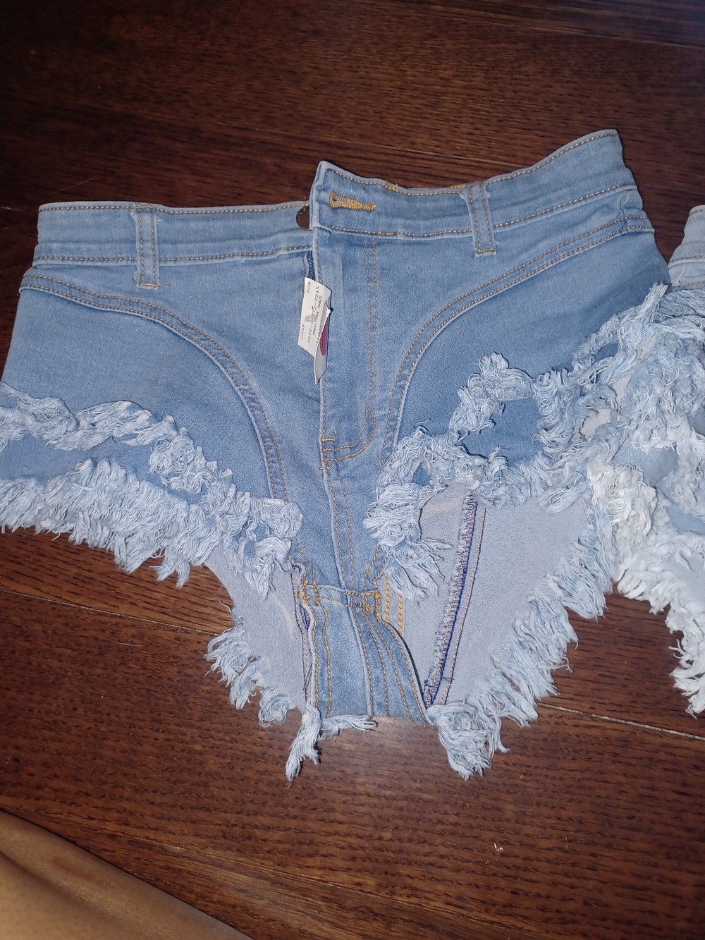 Light Wash Distressed Denim Cutoff Shorts